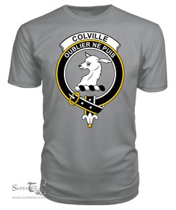 ScotsTee Shop Scottish Colville Clan Tartan Scottish Clans Crest T Shirt