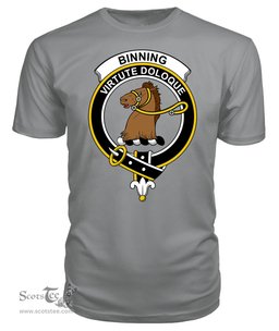 ScotsTee Shop Scottish Binning (of Wallingford) Clan Tartan Scottish Clans Crest T Shirt