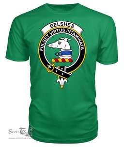 ScotsTee Shop Scottish Belshes (or Belsches) Clan Tartan Scottish Clans Crest T Shirt