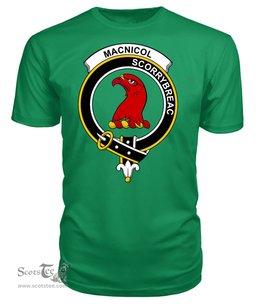 ScotsTee Shop Scottish MacNicol (of Scorrybreac) Clan Tartan Scottish Clans Crest T Shirt