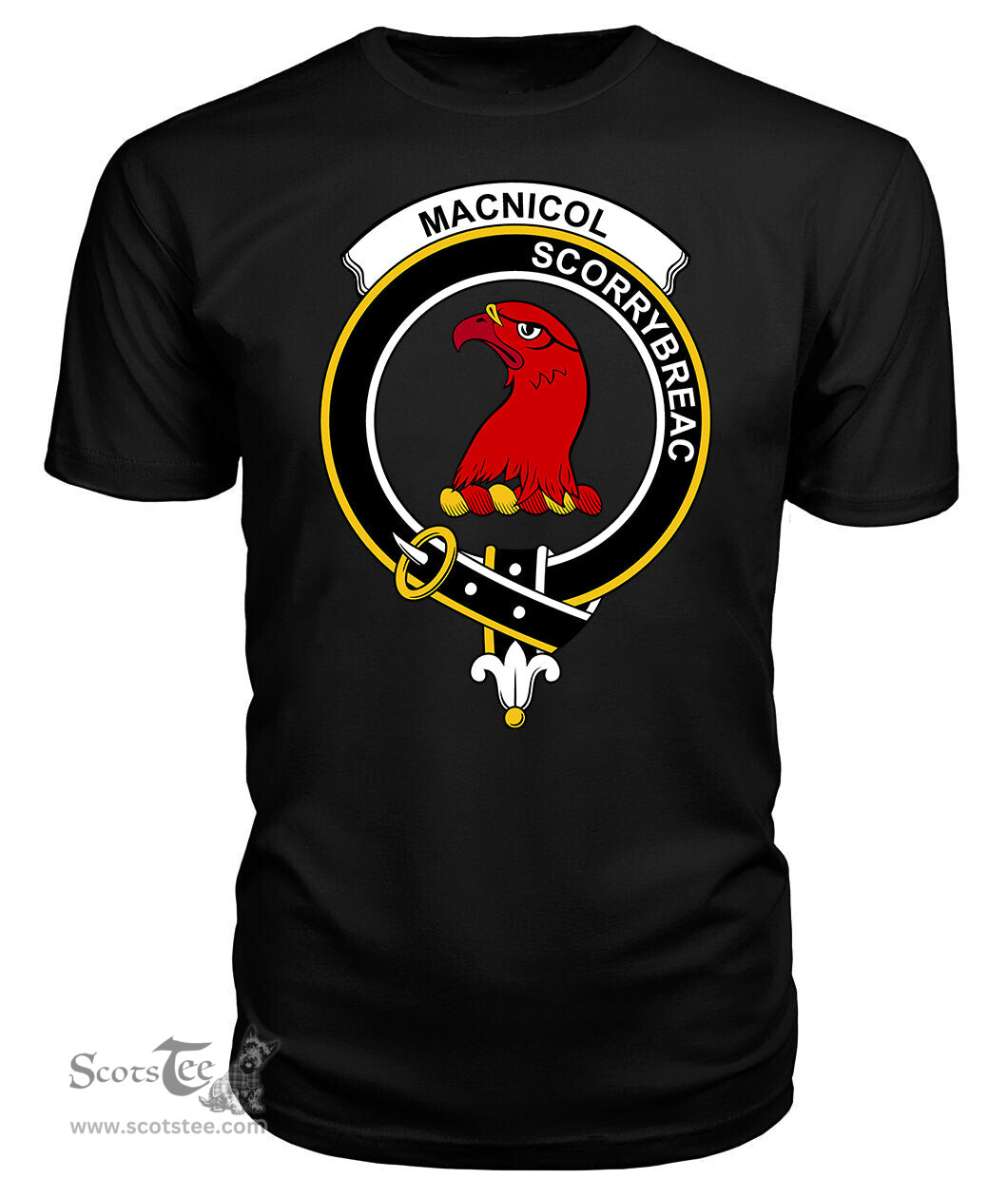 ScotsTee Shop Scottish MacNicol (of Scorrybreac) Clan Tartan Scottish Clans Crest T Shirt