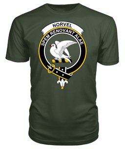 ScotsTee Shop Scottish Norvel (or Norvill) Clan Tartan Scottish Clans Crest T Shirt