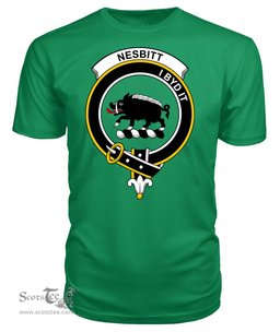 ScotsTee Shop Scottish Nesbitt (or Nisbet) Clan Tartan Scottish Clans Crest T Shirt