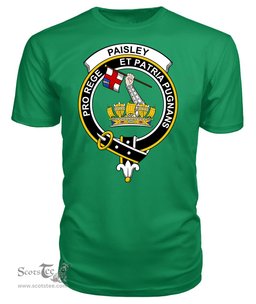 ScotsTee Shop Scottish Paisley (or Pasley) Clan Tartan Scottish Clans Crest T Shirt