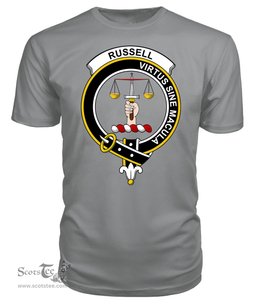 ScotsTee Shop Scottish Russell Clan Tartan Scottish Clans Crest T Shirt