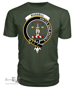 ScotsTee Shop Scottish Russell Clan Tartan Scottish Clans Crest T Shirt