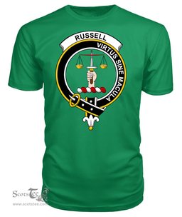 ScotsTee Shop Scottish Russell Clan Tartan Scottish Clans Crest T Shirt