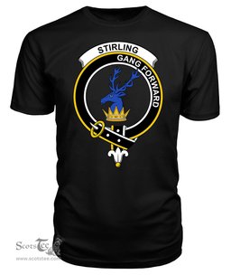 ScotsTee Shop Scottish Stirling of Cadder Present Chief Clan Tartan Scottish Clans Crest T Shirt