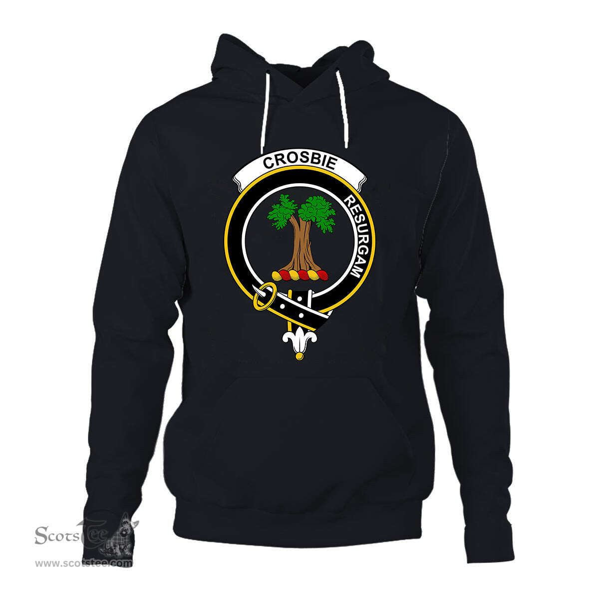 ScotsTee Shop Scottish Crosbie (or Crosby) Clan Tartan Scottish Clans Crest Hoodie