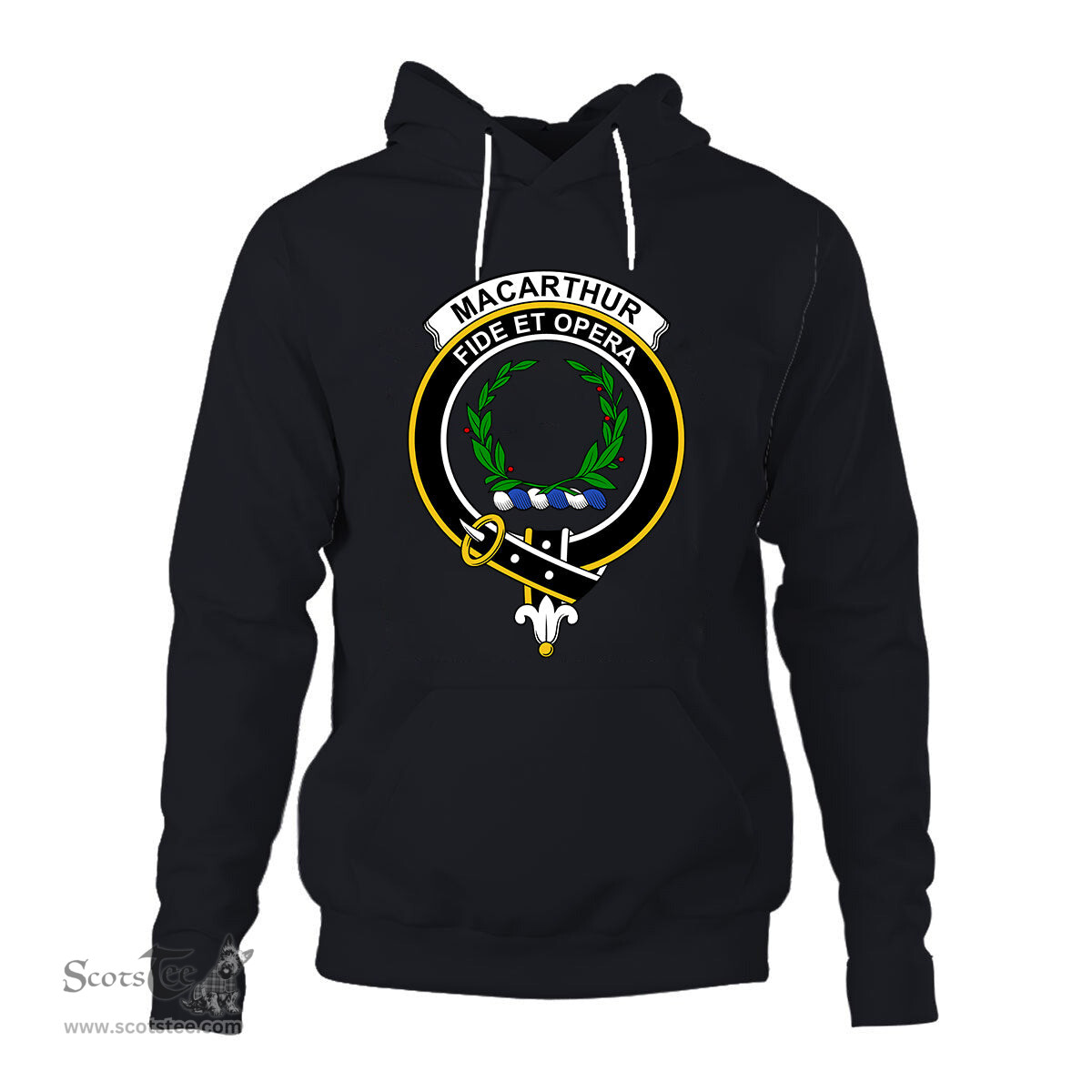 ScotsTee Shop Scottish MacArthur (or Arthur) New Clan Tartan Scottish Clans Crest Hoodie