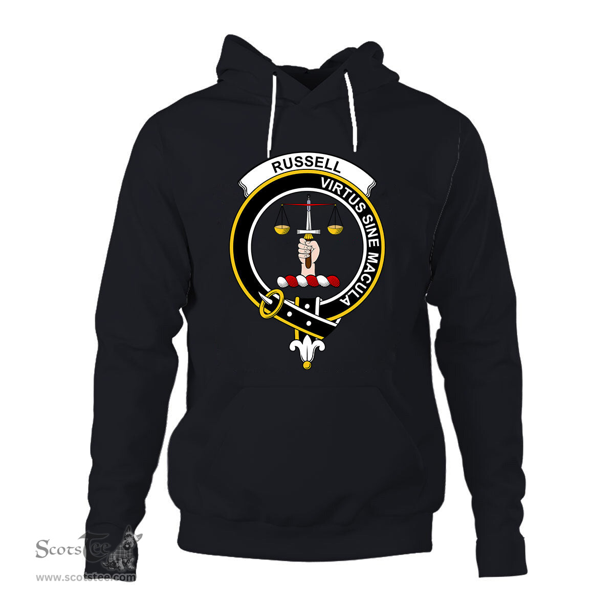 ScotsTee Shop Scottish Russell Clan Tartan Scottish Clans Crest Hoodie