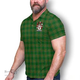 ScotsTee Shop Irish Barton Coat of Arms Family Crest Ireland Mens Polo Shirt Irish National Tartan Irish County Polo Shirt