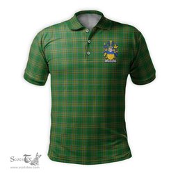 ScotsTee Shop Irish Walter Coat of Arms Family Crest Ireland Mens Polo Shirt Irish National Tartan Irish County Polo Shirt