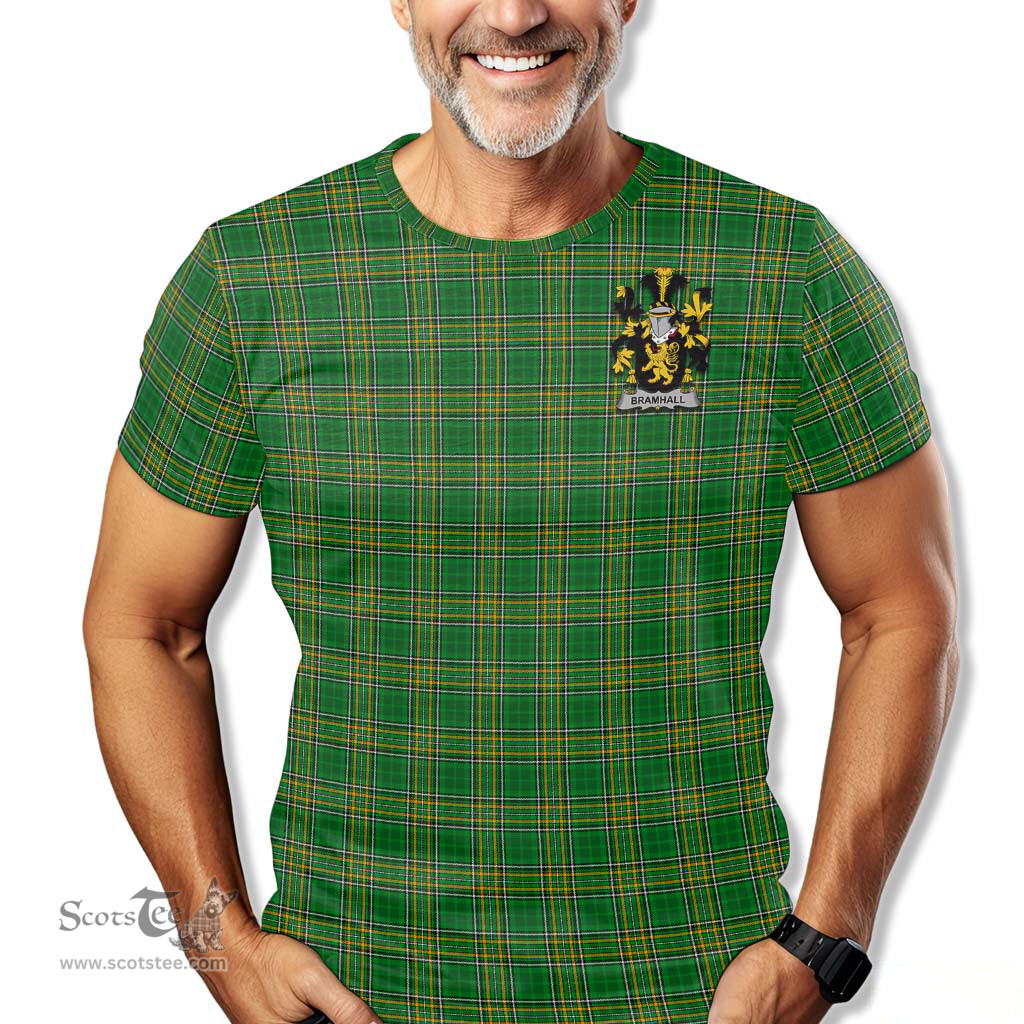 ScotsTee Shop Irish Bramhall Coat of Arms Family Crest Ireland T Shirt Irish National Tartan Irish County T Shirt