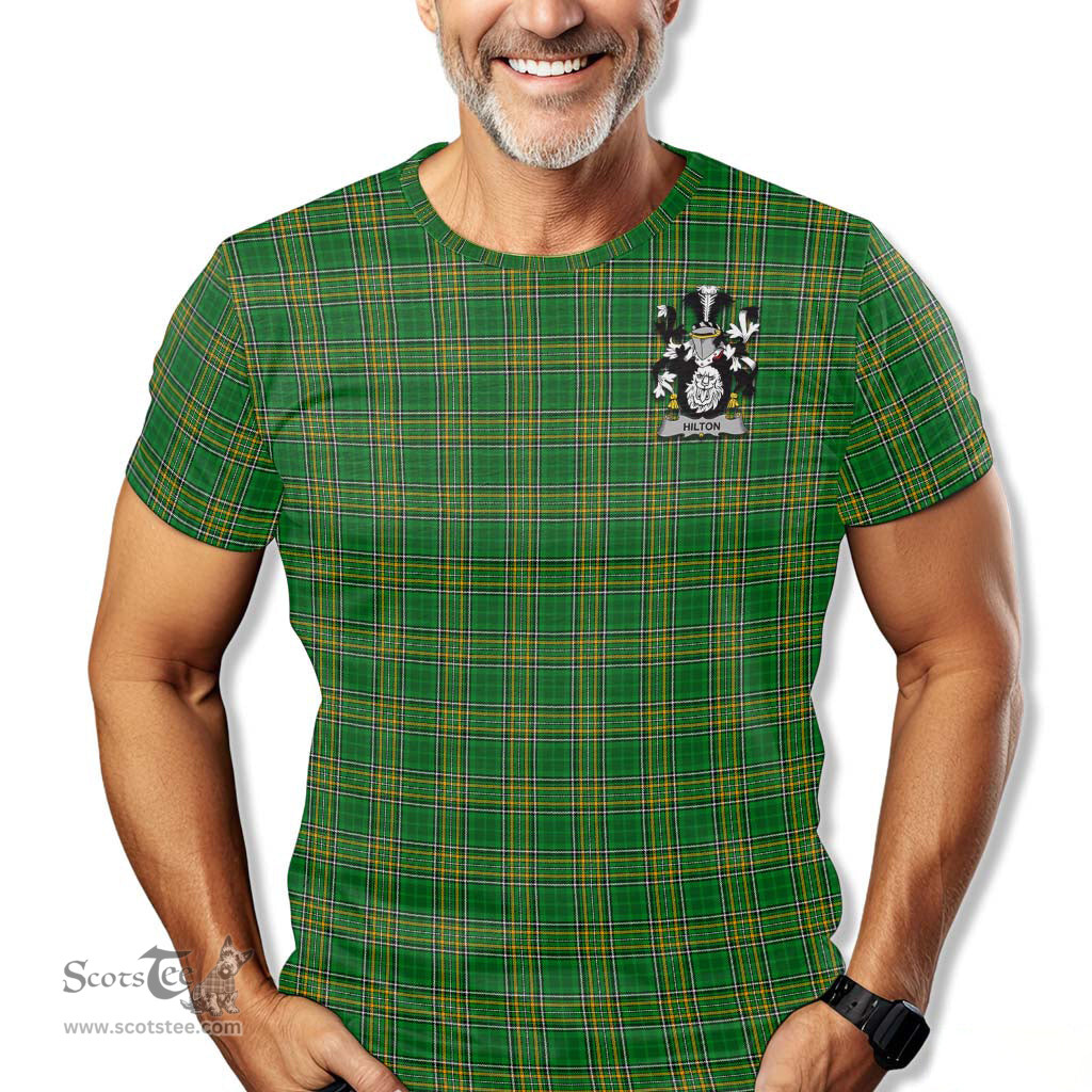 ScotsTee Shop Irish Hilton Coat of Arms Family Crest Ireland T Shirt Irish National Tartan Irish County T Shirt