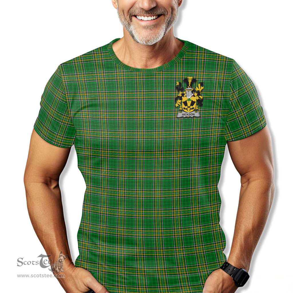 ScotsTee Shop Irish Hickson Coat of Arms Family Crest Ireland T Shirt Irish National Tartan Irish County T Shirt