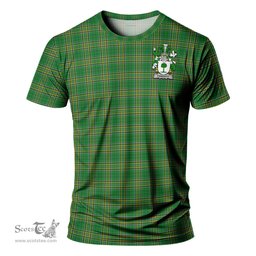 ScotsTee Shop Irish Finnerty Coat of Arms Family Crest Ireland T Shirt Irish National Tartan Irish County T Shirt