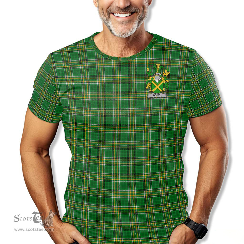 ScotsTee Shop Irish Dowd Coat of Arms Family Crest Ireland T Shirt Irish National Tartan Irish County T Shirt