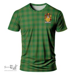 ScotsTee Shop Irish Haltridge Coat of Arms Family Crest Ireland T Shirt Irish National Tartan Irish County T Shirt