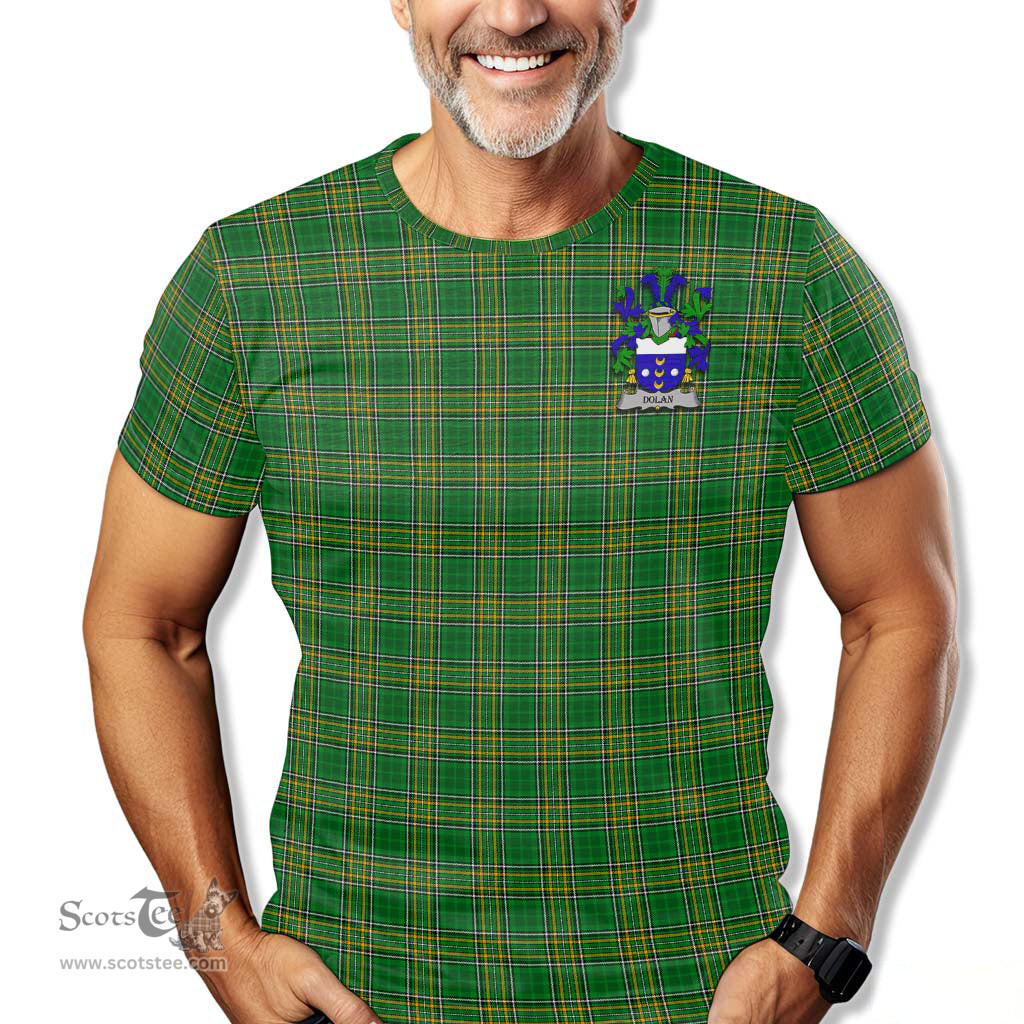 ScotsTee Shop Irish Dolan Coat of Arms Family Crest Ireland T Shirt Irish National Tartan Irish County T Shirt
