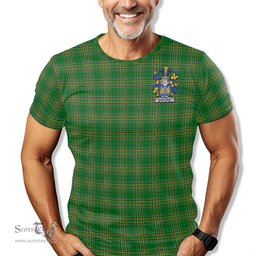 ScotsTee Shop Irish Meagher Coat of Arms Family Crest Ireland T Shirt Irish National Tartan Irish County T Shirt