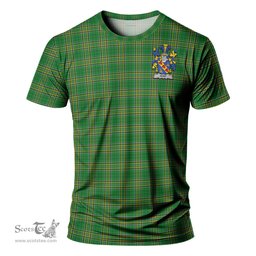 ScotsTee Shop Irish Hunt Coat of Arms Family Crest Ireland T Shirt Irish National Tartan Irish County T Shirt
