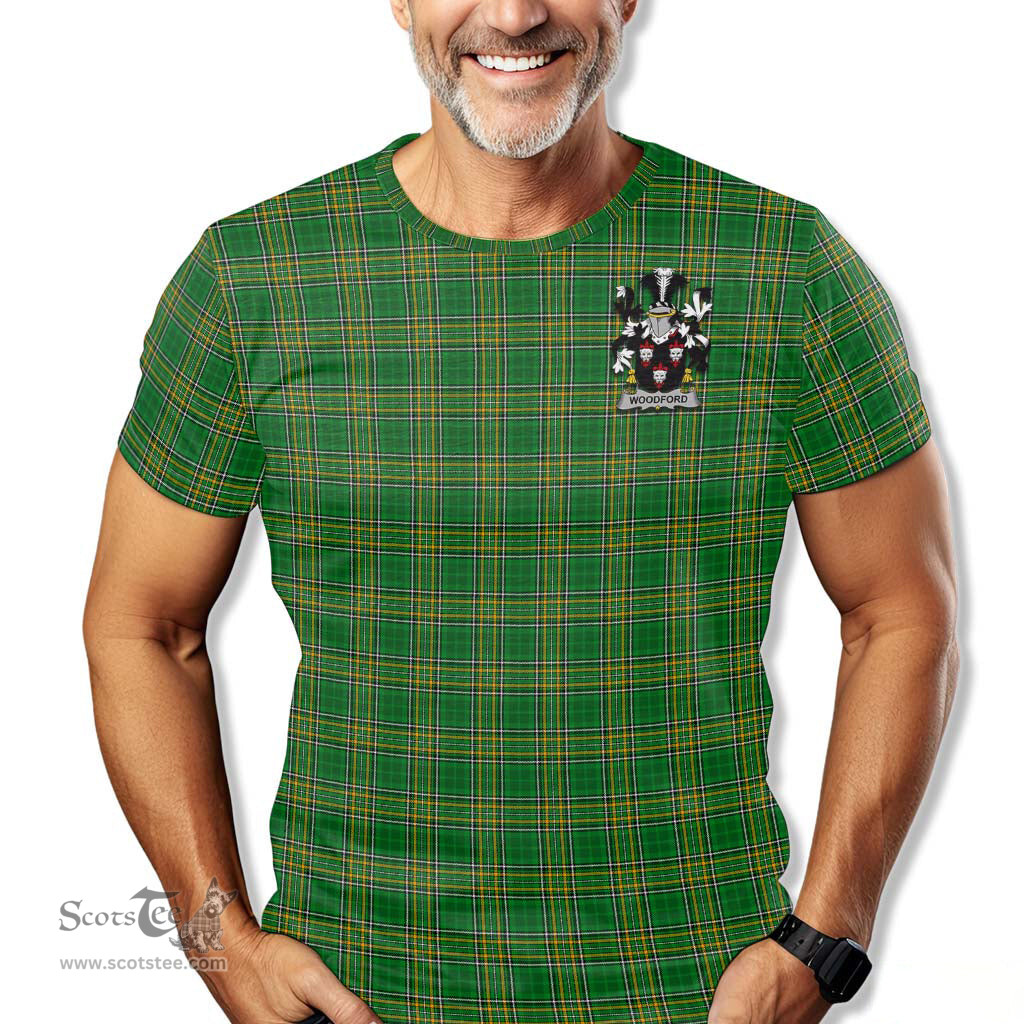 ScotsTee Shop Irish Woodford Coat of Arms Family Crest Ireland T Shirt Irish National Tartan Irish County T Shirt