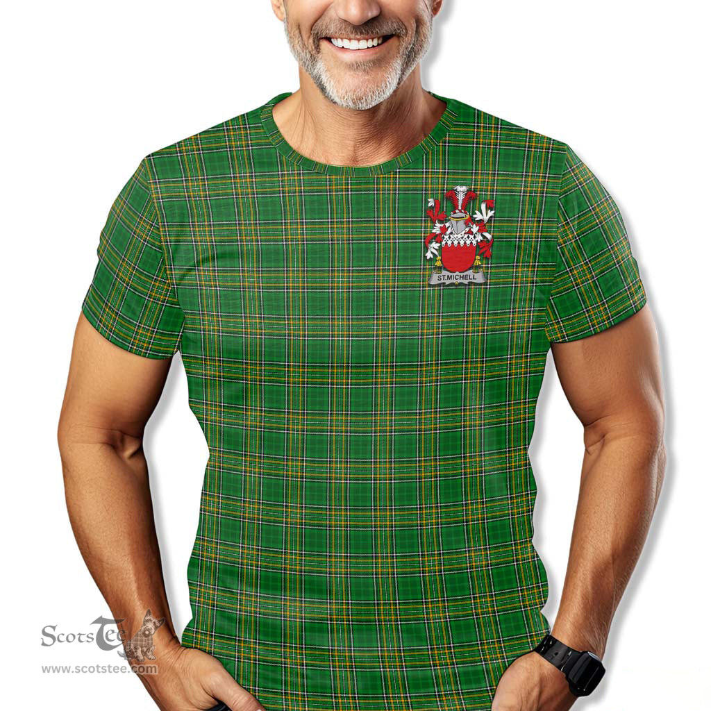 ScotsTee Shop Irish ST. Michell Coat of Arms Family Crest Ireland T Shirt Irish National Tartan Irish County T Shirt