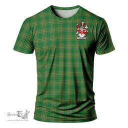 ScotsTee Shop Irish Thacker Coat of Arms Family Crest Ireland T Shirt Irish National Tartan Irish County T Shirt
