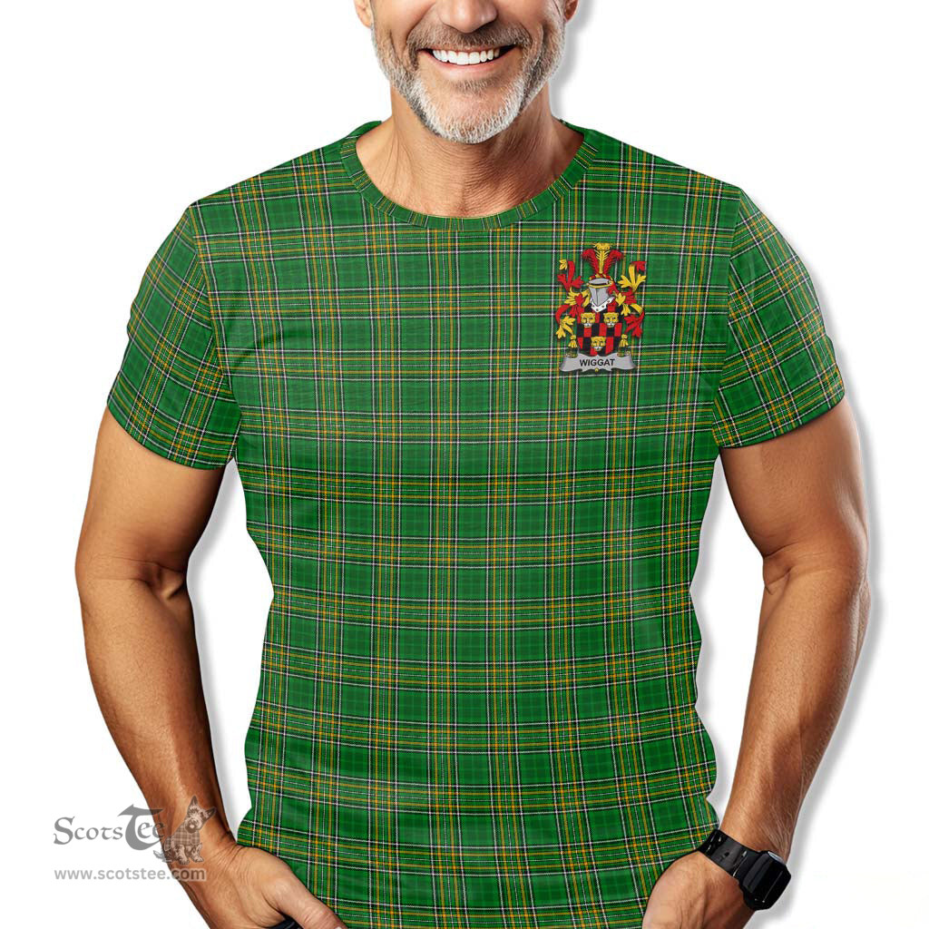 ScotsTee Shop Irish Wiggat Coat of Arms Family Crest Ireland T Shirt Irish National Tartan Irish County T Shirt