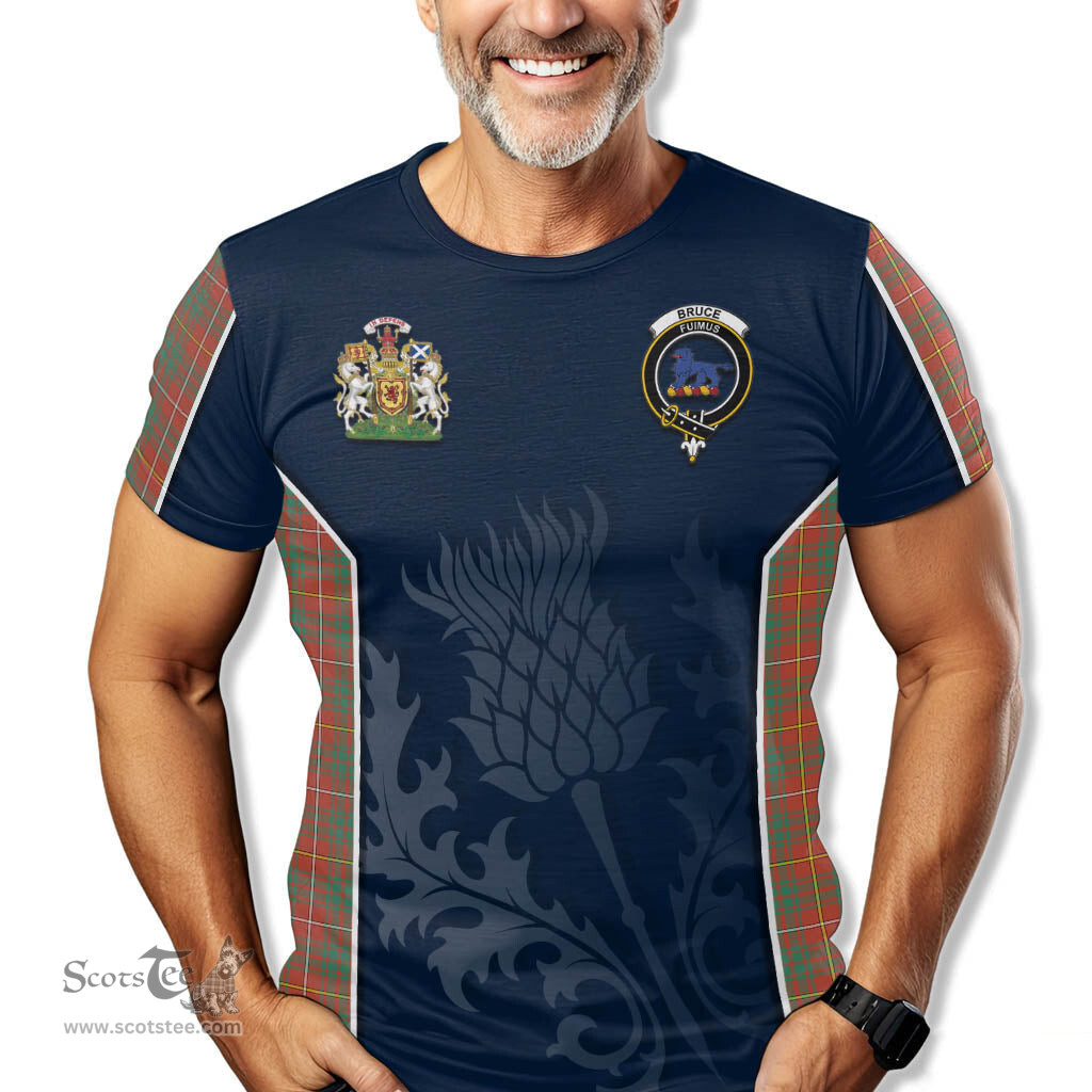 ScotsTee Shop Scottish Bruce Ancient Clan Scottish Crest and Scottish Thistle Sport Tartan T Shirt