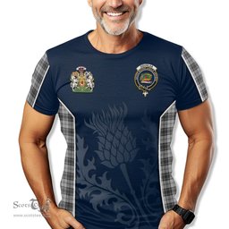 ScotsTee Shop Scottish Douglas Grey Modern Clan Scottish Crest and Scottish Thistle Sport Tartan T Shirt