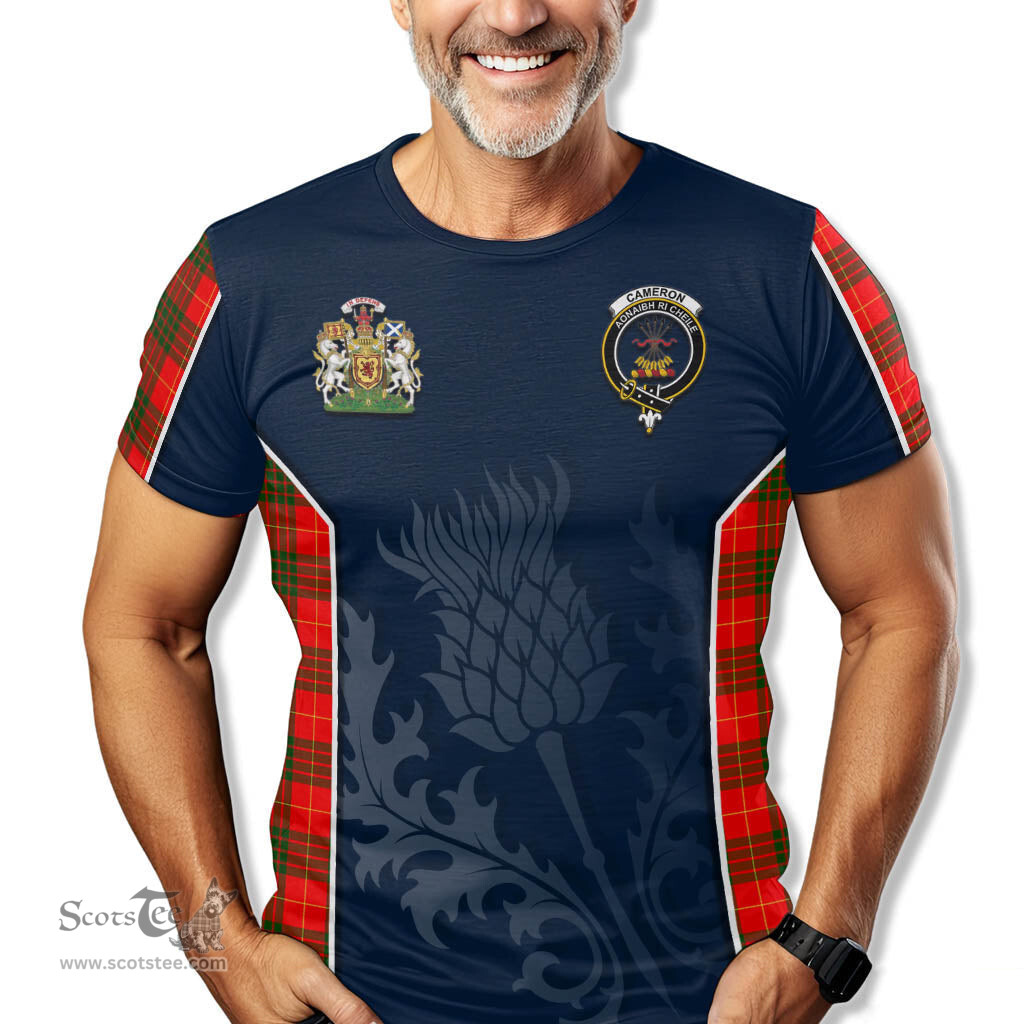 ScotsTee Shop Scottish Cameron Modern Clan Scottish Crest and Scottish Thistle Sport Tartan T Shirt