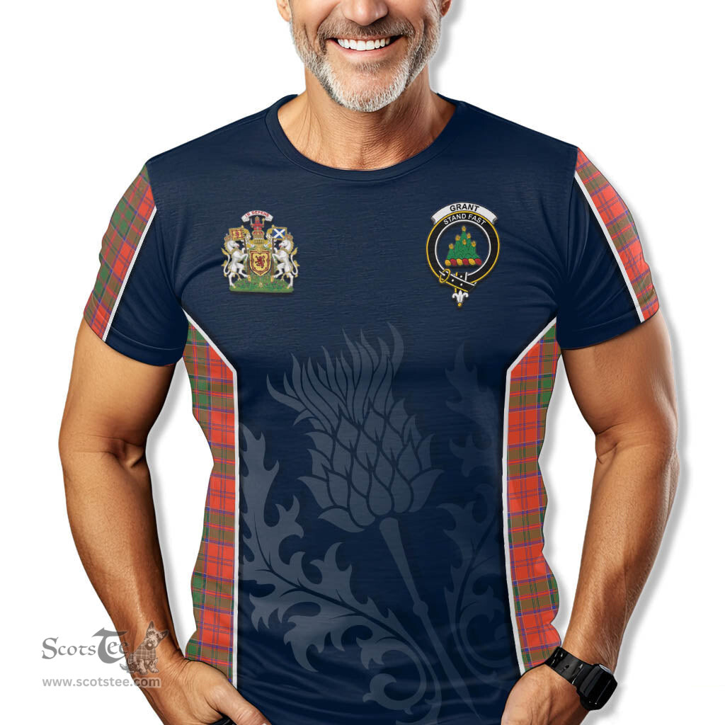 ScotsTee Shop Scottish Grant Ancient Clan Scottish Crest and Scottish Thistle Sport Tartan T Shirt