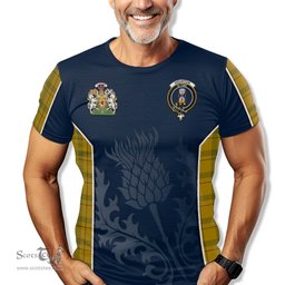 ScotsTee Shop Scottish Houston Clan Scottish Crest and Scottish Thistle Sport Tartan T Shirt