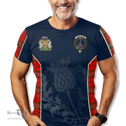 ScotsTee Shop Scottish Langlands Clan Scottish Crest and Scottish Thistle Sport Tartan T Shirt