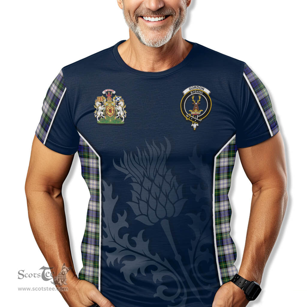 ScotsTee Shop Scottish Gordon Dress Modern Clan Scottish Crest and Scottish Thistle Sport Tartan T Shirt