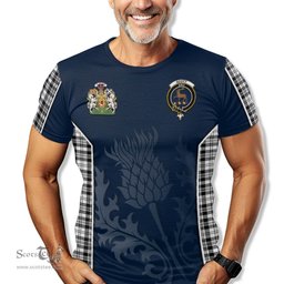 ScotsTee Shop Scottish Scott Black White Clan Scottish Crest and Scottish Thistle Sport Tartan T Shirt