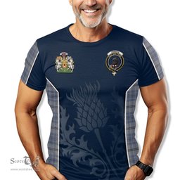 ScotsTee Shop Scottish Tweedie Clan Scottish Crest and Scottish Thistle Sport Tartan T Shirt