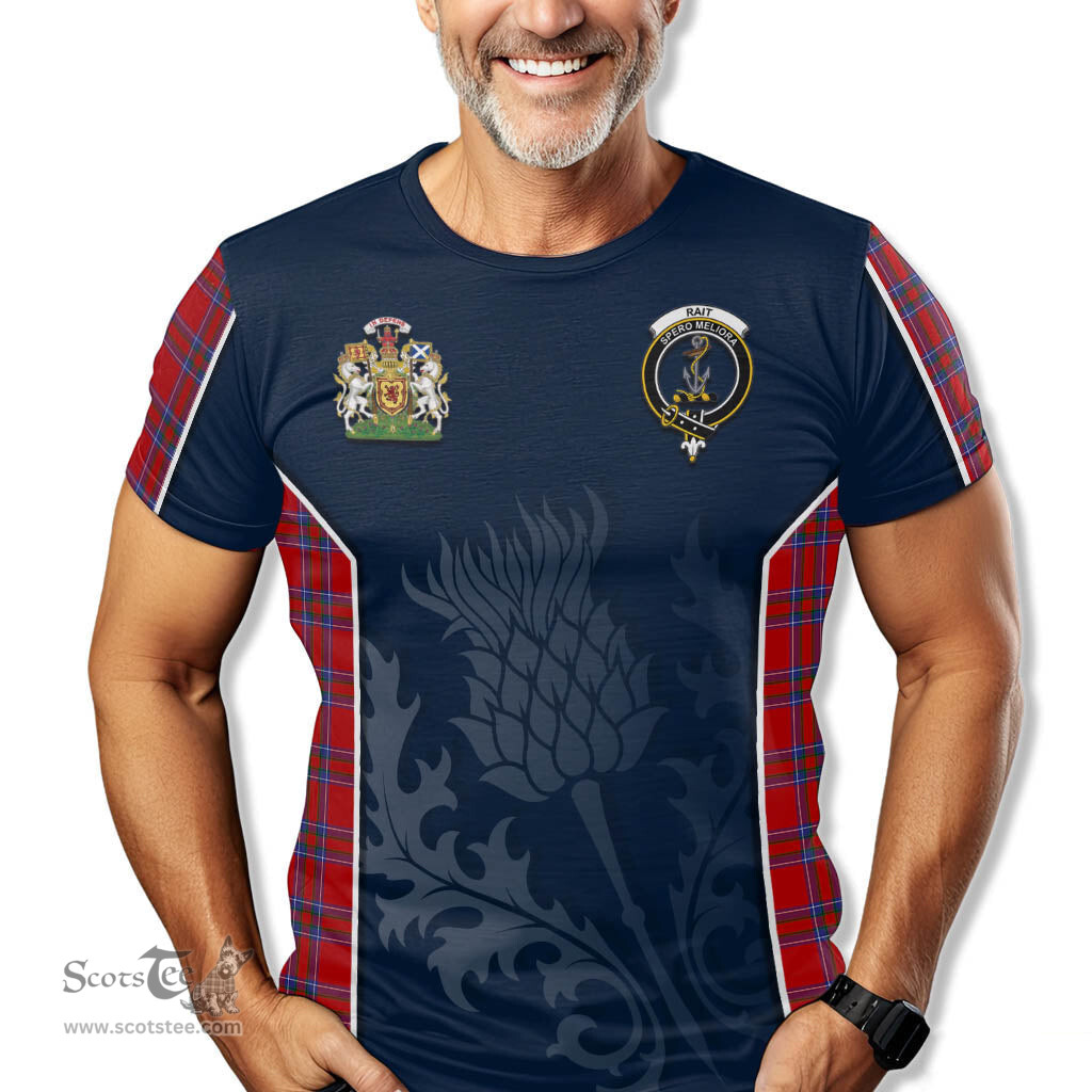 ScotsTee Shop Scottish Rait Clan Scottish Crest and Scottish Thistle Sport Tartan T Shirt