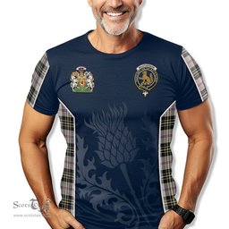 ScotsTee Shop Scottish MacPherson Dress Ancient Clan Scottish Crest and Scottish Thistle Sport Tartan T Shirt