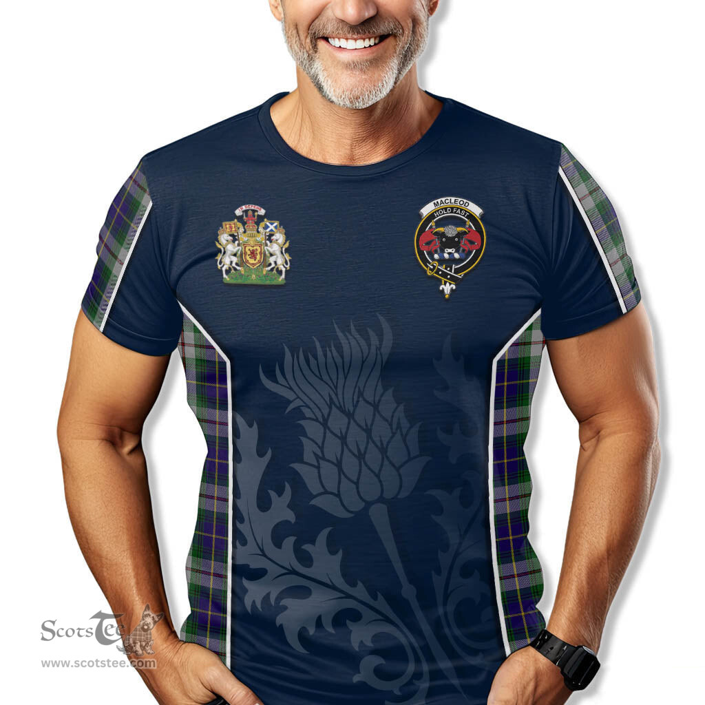 ScotsTee Shop Scottish MacLeod Of Californian Clan Scottish Crest and Scottish Thistle Sport Tartan T Shirt