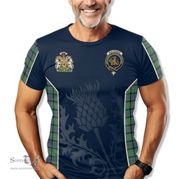 ScotsTee Shop Scottish MacThomas Ancient Clan Scottish Crest and Scottish Thistle Sport Tartan T Shirt