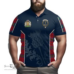ScotsTee Shop Scottish Auchinleck Clan Scottish Crest and Scottish Thistle Sport Tartan Polo Shirt