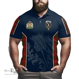 ScotsTee Shop Scottish Burns Clan Scottish Crest and Scottish Thistle Sport Tartan Polo Shirt