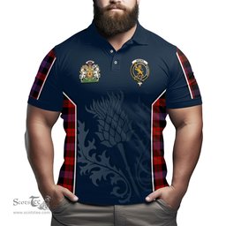 ScotsTee Shop Scottish Brown Clan Scottish Crest and Scottish Thistle Sport Tartan Polo Shirt