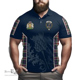 ScotsTee Shop Scottish Fraser Red Dress Clan Scottish Crest and Scottish Thistle Sport Tartan Polo Shirt