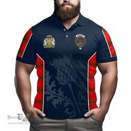 ScotsTee Shop Scottish Darroch Clan Scottish Crest and Scottish Thistle Sport Tartan Polo Shirt