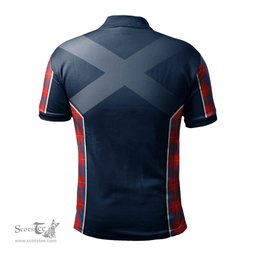 ScotsTee Shop Scottish Galloway Red Clan Scottish Crest and Scottish Thistle Sport Tartan Polo Shirt