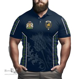 ScotsTee Shop Scottish Campbell Argyll Ancient Clan Scottish Crest and Scottish Thistle Sport Tartan Polo Shirt